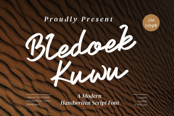 Bledoek Kuwu: A Delicate Script Typeface for Modern Web Design
